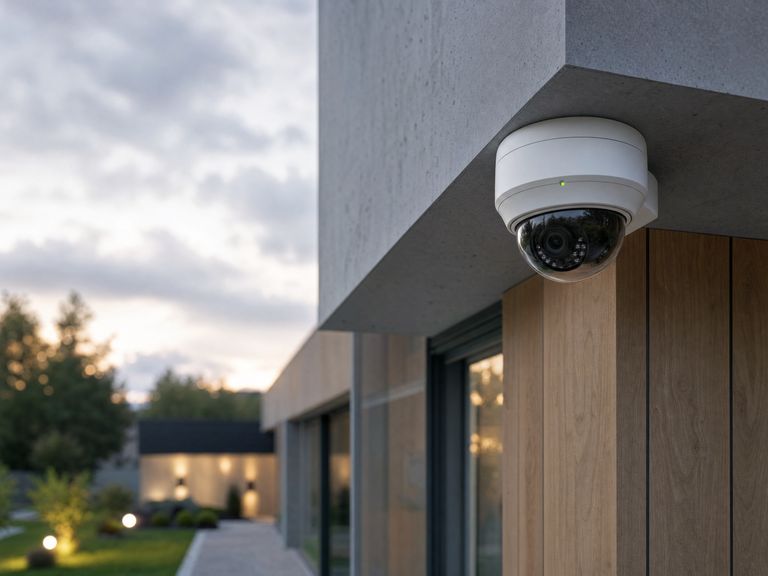 IP kamera na fasáde moderného domu